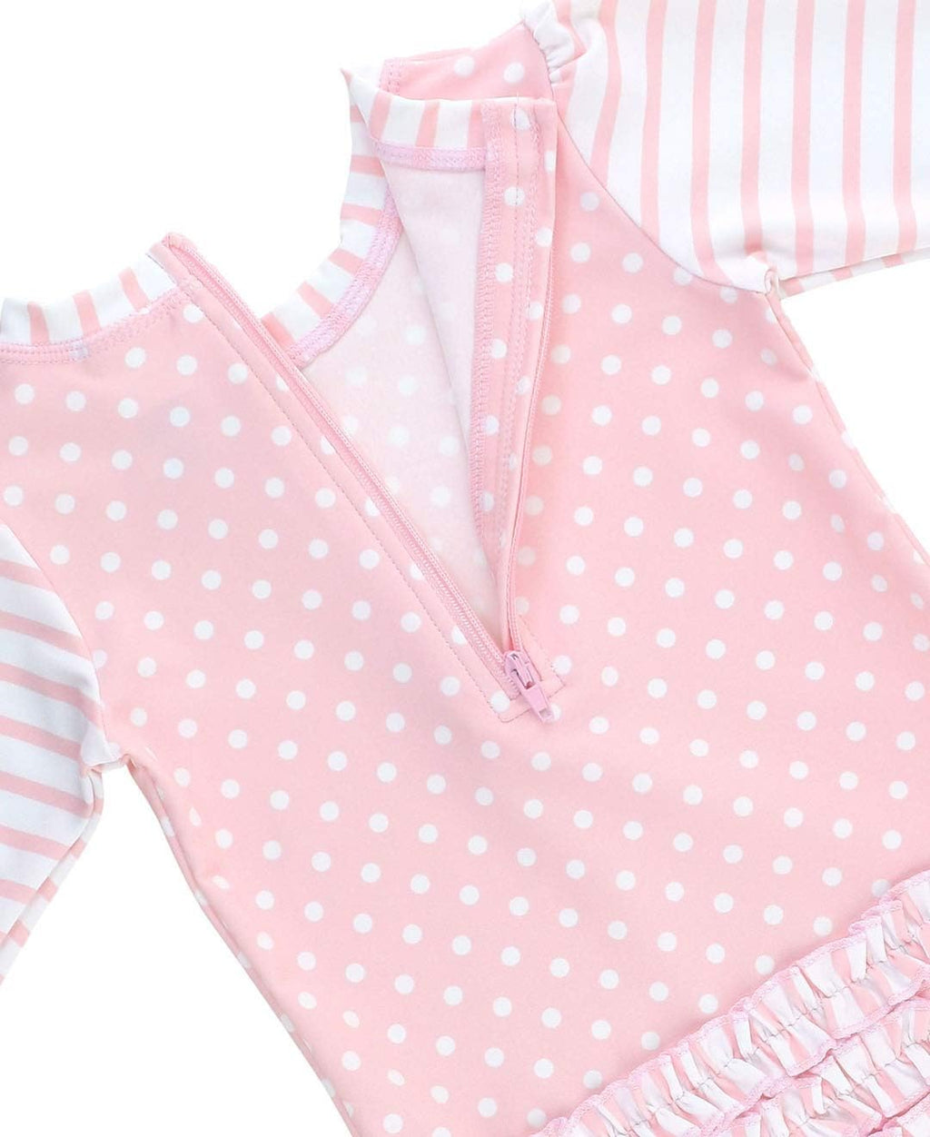 Baby Girls UPF 50+ Sun Protection Gingham Printed Long Sleeve One Piece Rash Guard Swimsuit with Zipper