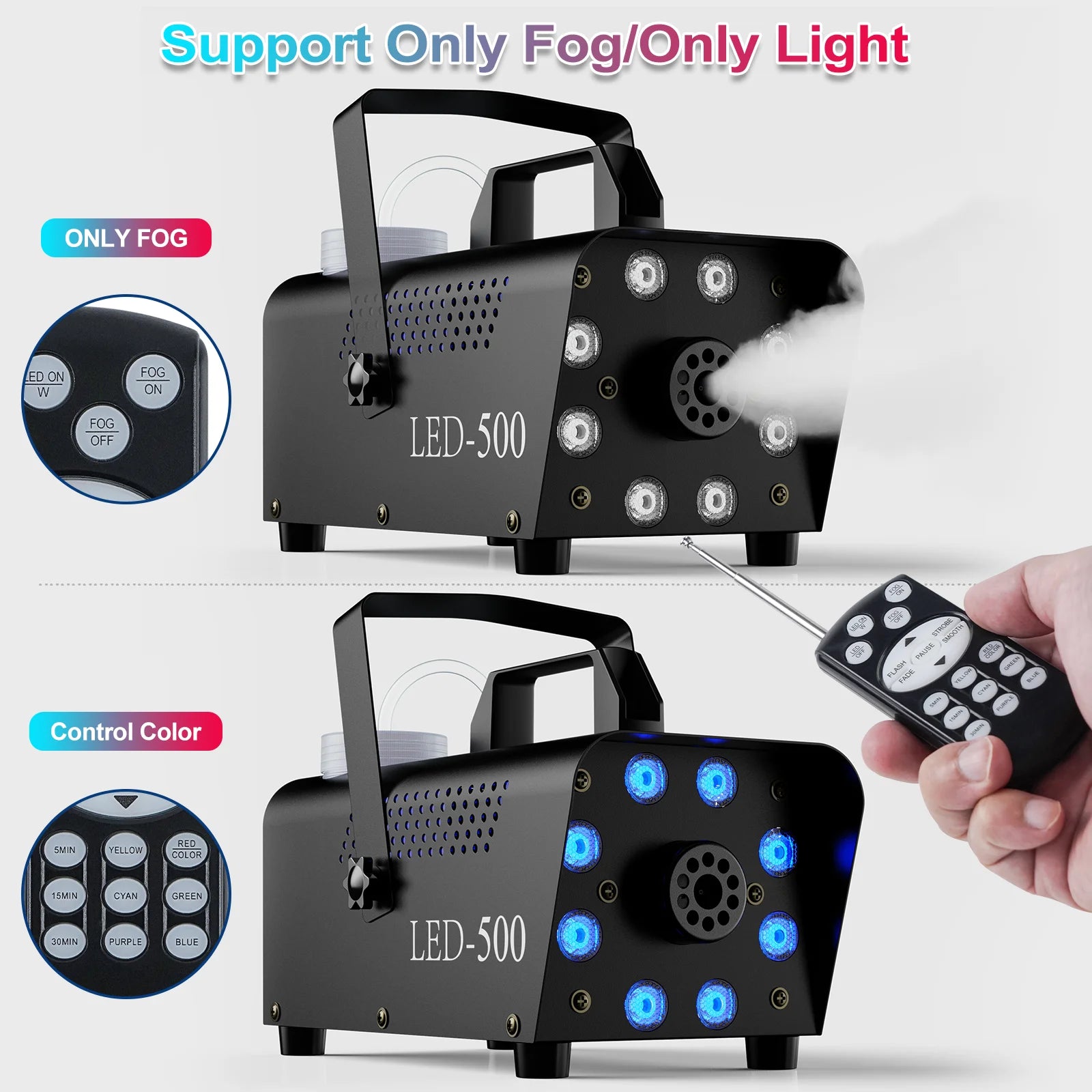 Máquina De Humo De Halloween, Control Remoto, Luces LED De 3 Etapas