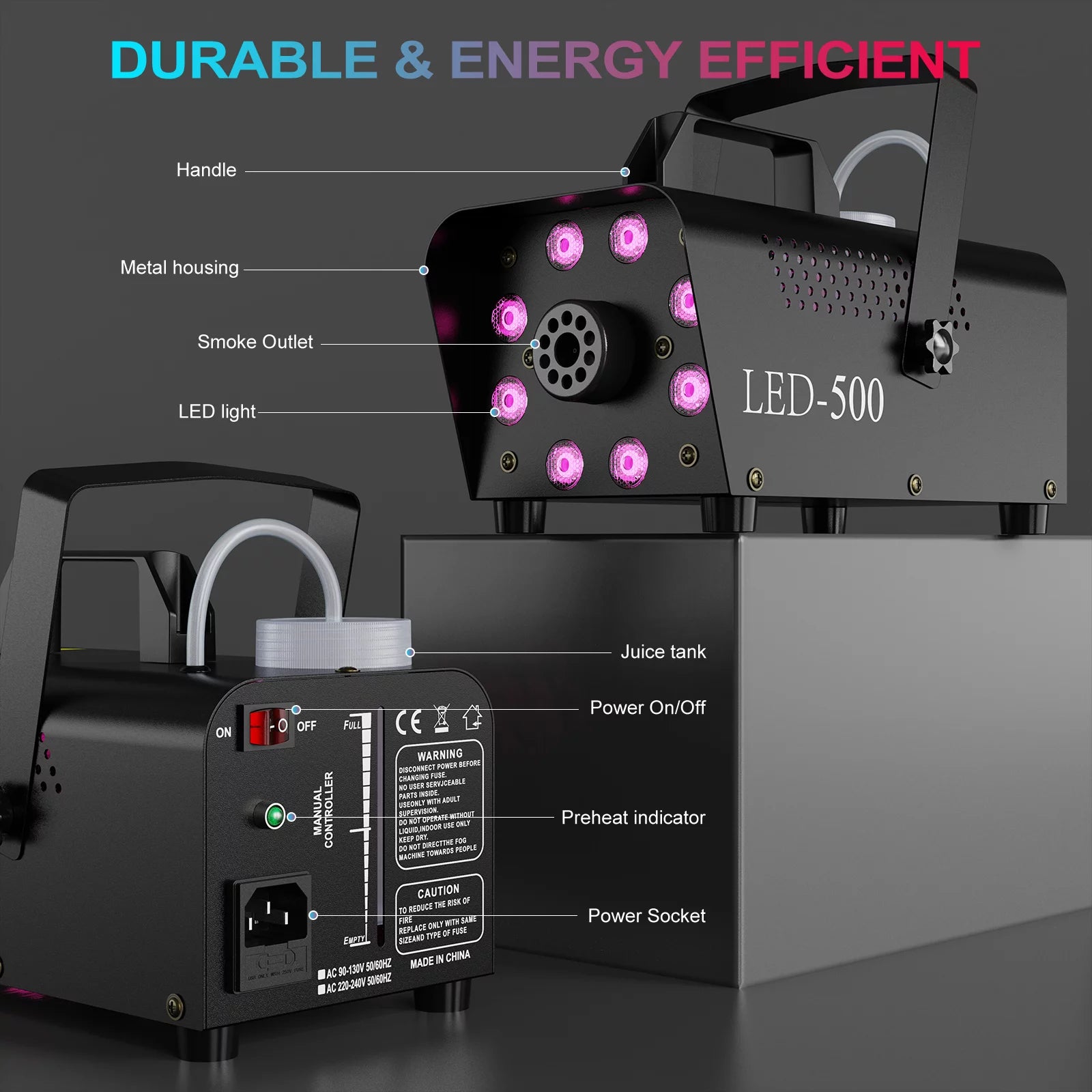 Máquina De Humo De Halloween, Control Remoto, Luces LED De 3 Etapas