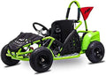 Baja-X 48V 1000W Brushless Electric Go Kart, 3-Speed Setting Go Kart W/Forward & Reverse, Racing Go Cart up to 20 Mph W/Foot Pedal & Foot Break, Go Cart Support up to 175 Lbs (Green)