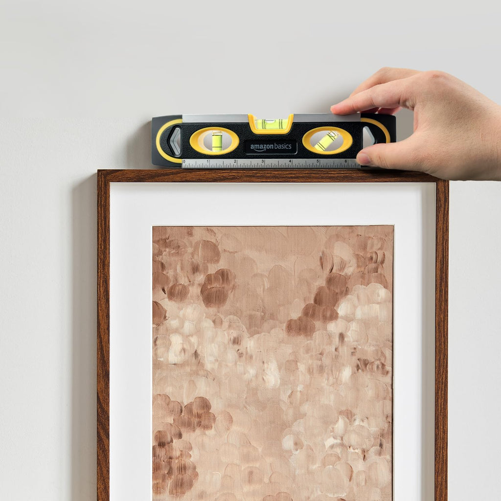 9-Inch Magnetic Torpedo Level and Ruler, Easy to Use, 180/90/45 Degree Bubbles, Lightweight, Black