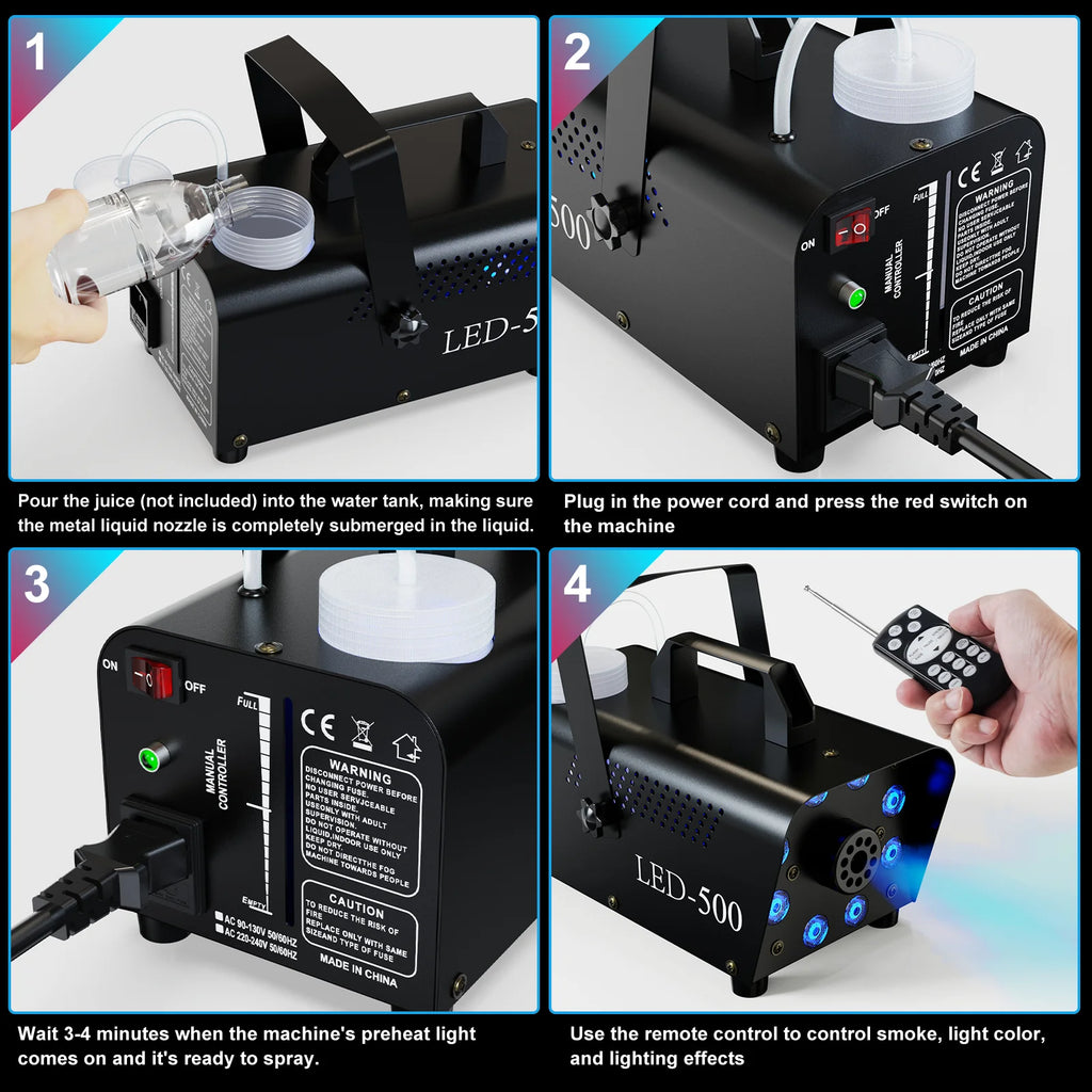 Máquina De Humo De Halloween, Control Remoto, Luces LED De 3 Etapas