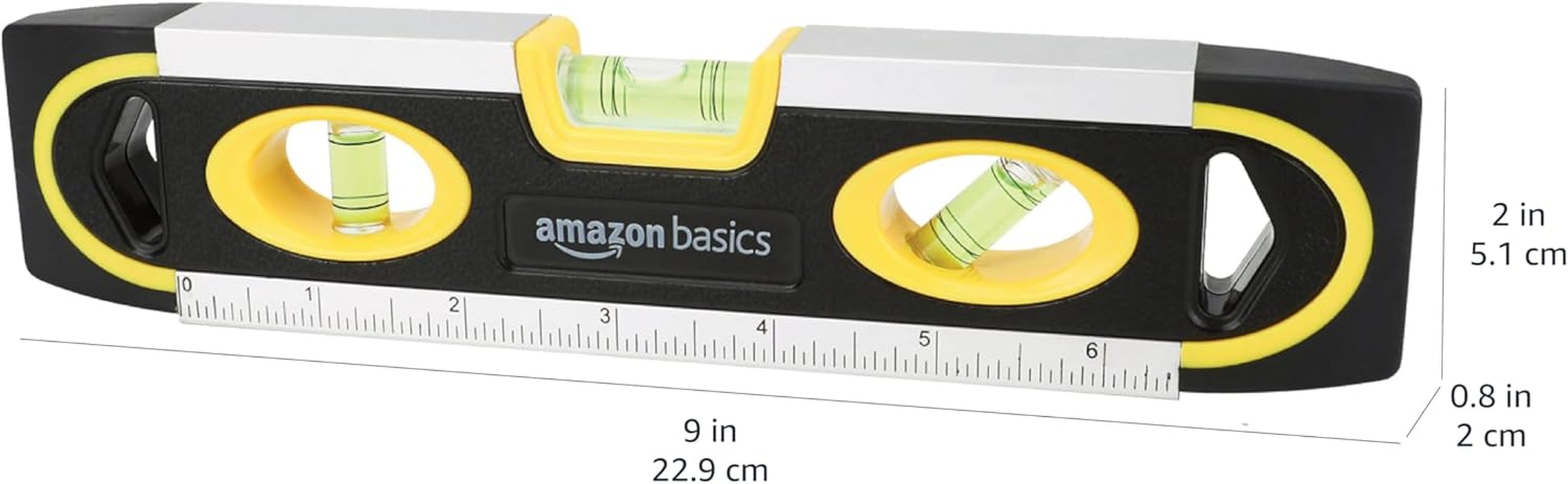 9-Inch Magnetic Torpedo Level and Ruler, Easy to Use, 180/90/45 Degree Bubbles, Lightweight, Black