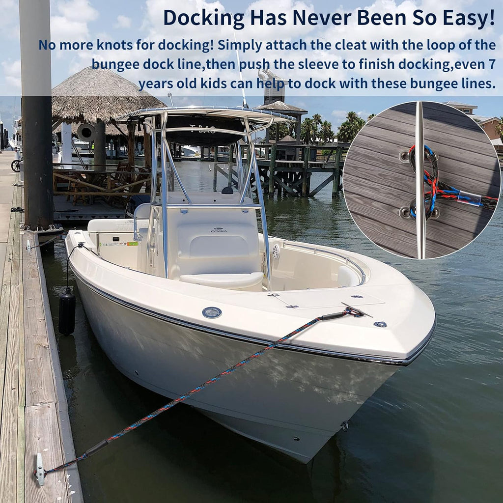 Boat Bungee Dock Lines, Mooring Lines, Boating Gifts for Men, Boat Accessories, Pontoon Accessories, Perfect for Bass Boat, Jet Ski (5 Feet)